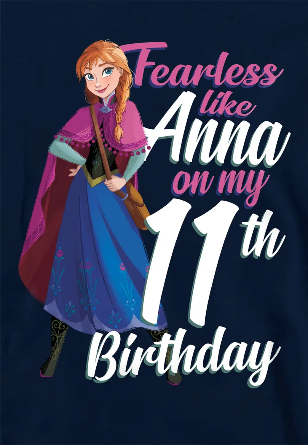 Детский худи с принтом Fearless Like Anna 11th Birthday Disney, Navy — фото 2