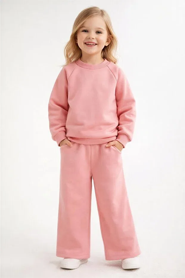 Детский комплект пижамы для девочек толстый зимний Oversize Deniz Yildizi Desing, Pink