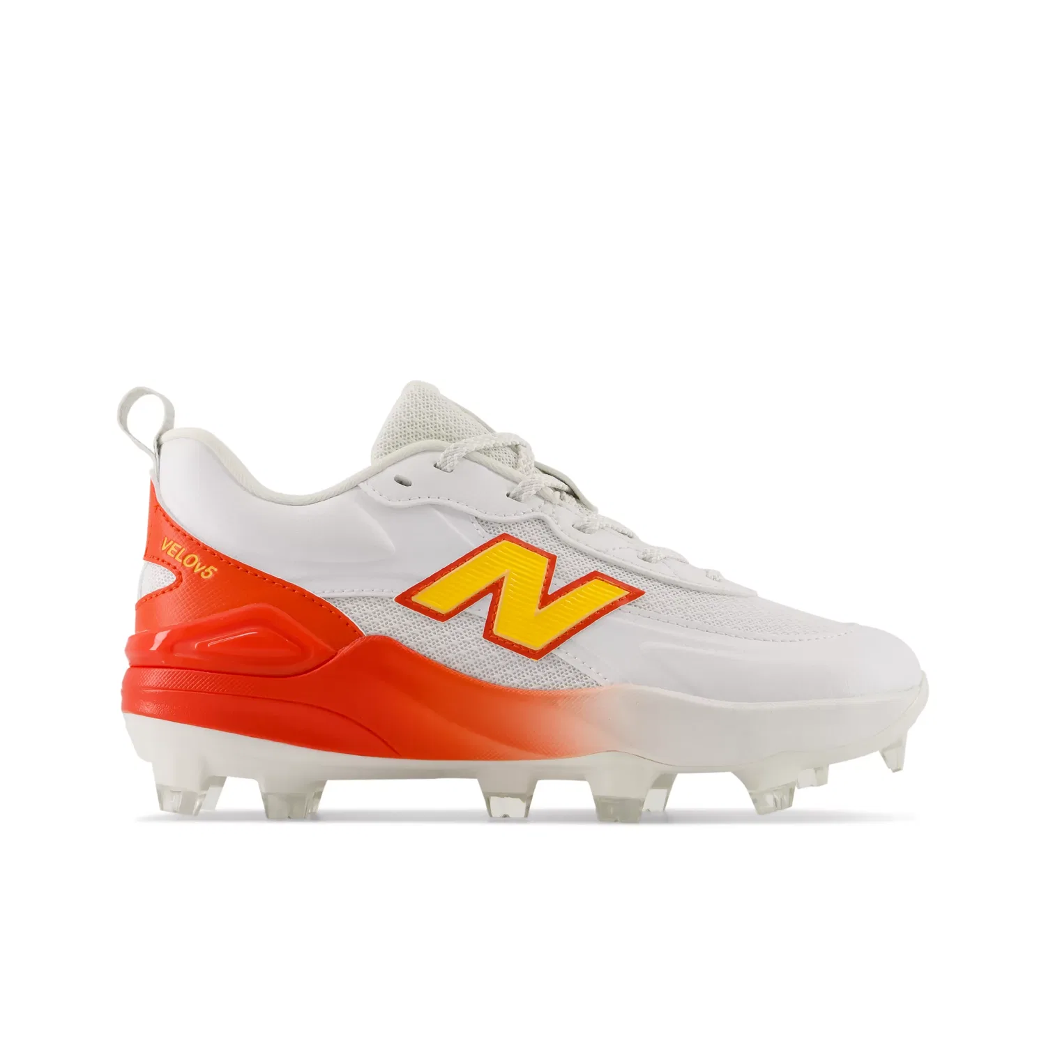 Детские бутсы для софтбола с сетчатым верхом Velo v5 New Balance, White with Satsuma Orange