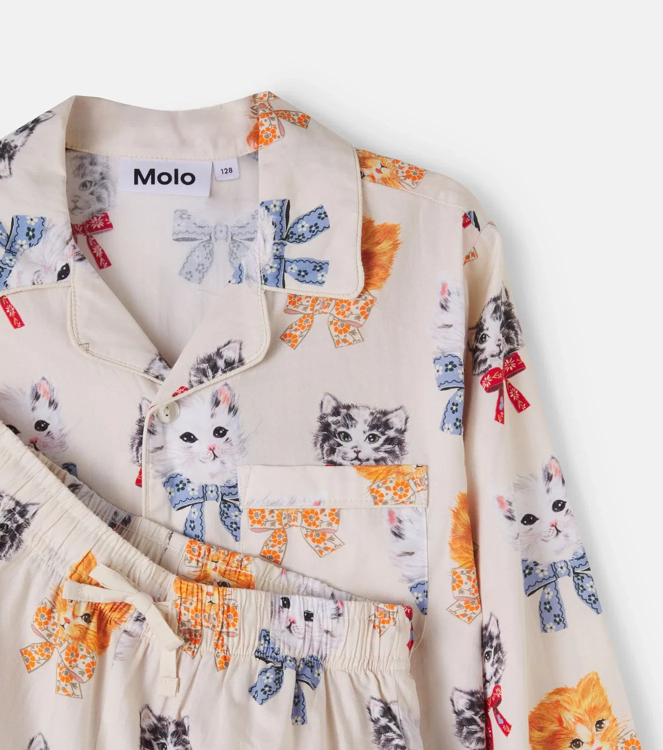 Комплект пижам из органического хлопка Retro Kittens Molo, белый — фото 3