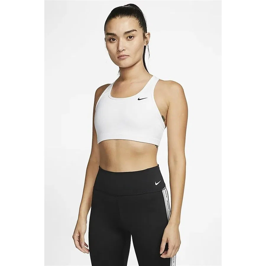 Спортивный бюстгальтер с широкими бретелями Nike Swoosh, Белый