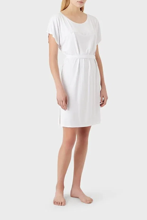 Женское платье с коротким рукавом Logo belted dress Emporio Armani, White