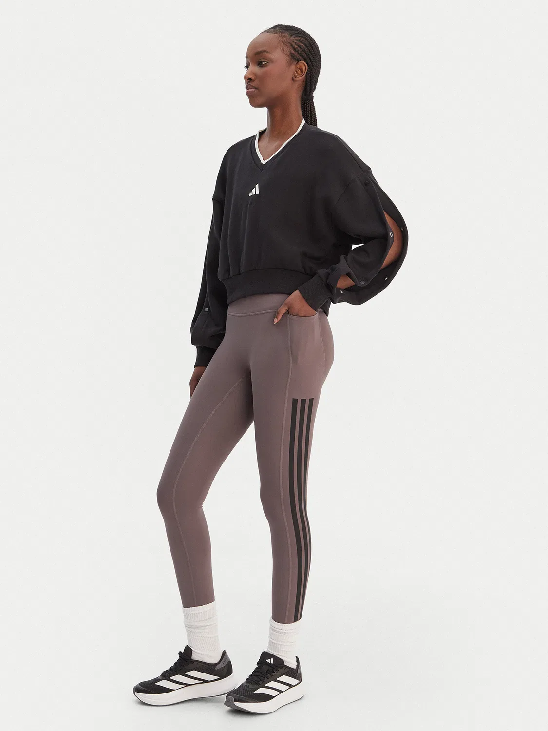 Женский свитшот свободного кроя Stadium Adidas, черный — фото 2