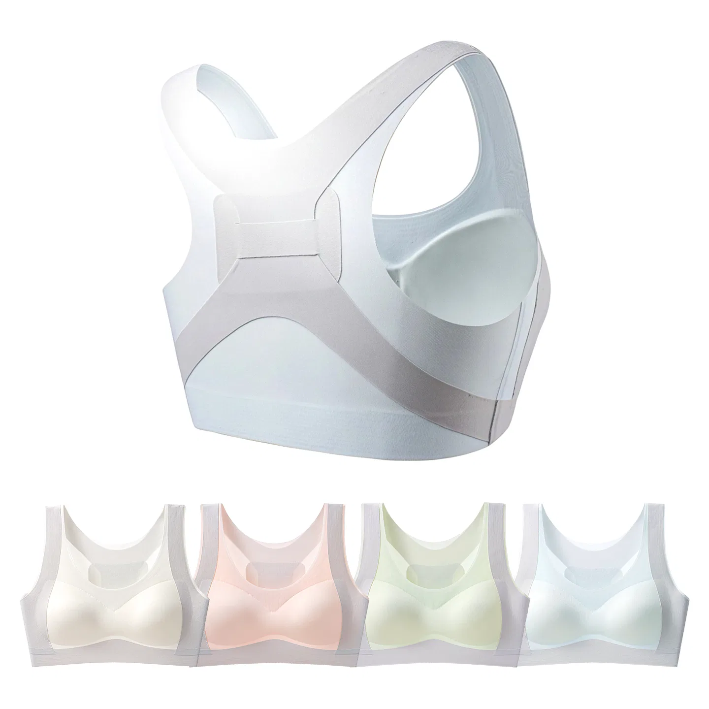 Детский бюстгальтер для девочек Vest Style Red bean, Цвет: Poudre Skin + Light Green — фото 4