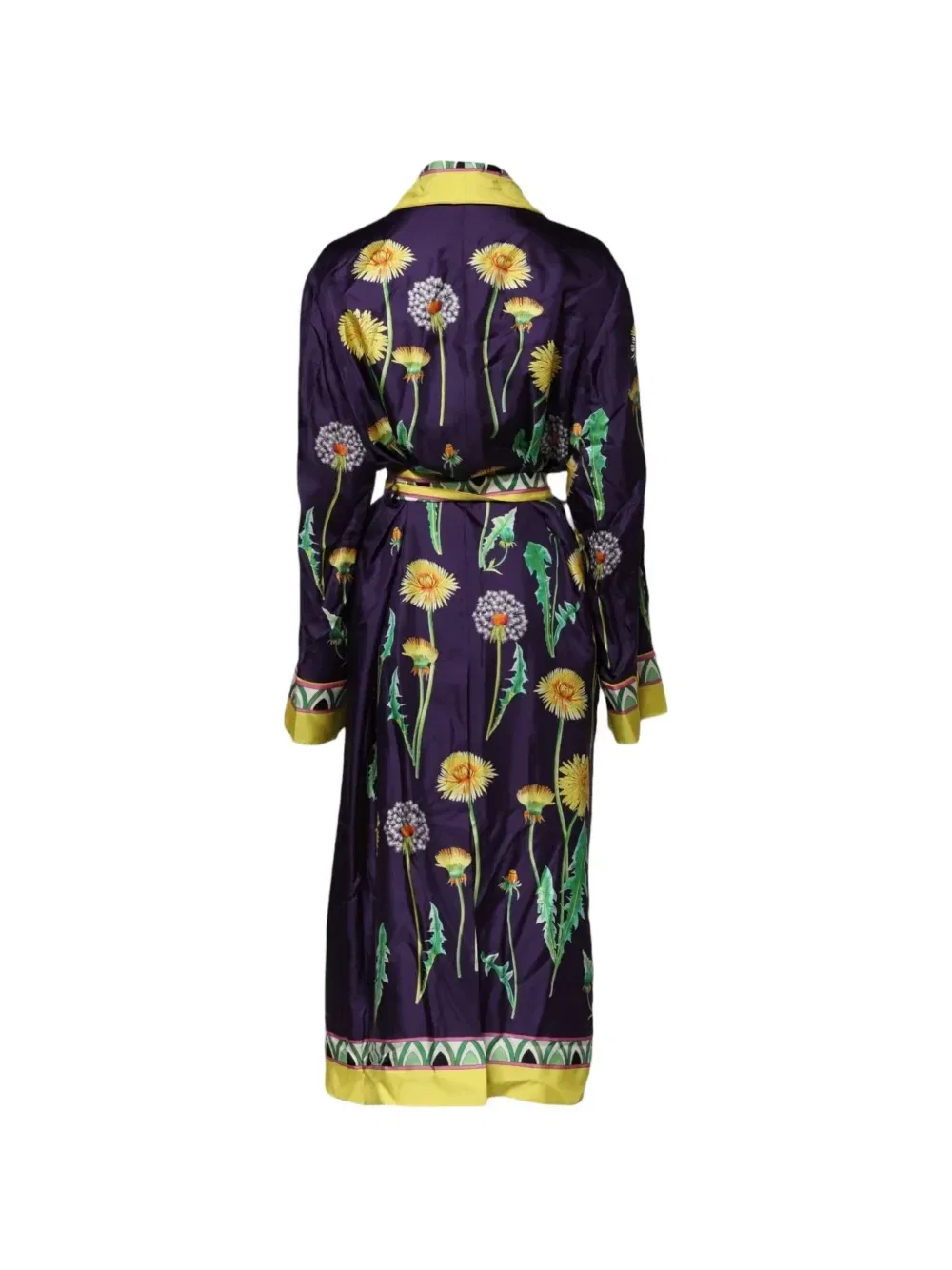 Шелковый халат с цветочным принтом DOLCE & GABBANA, фиолетовый — фото 2