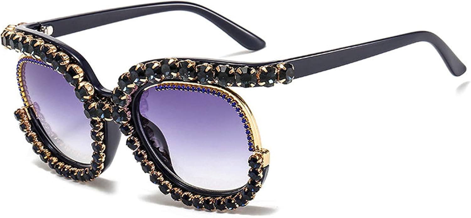 

Солнцезащитные очки Willochra Style круглые женские 2021 Винтажные очки для женщин Роскошные солнцезащитные очки большого размера с бриллиантами для мужчин Ретро-очки, Black