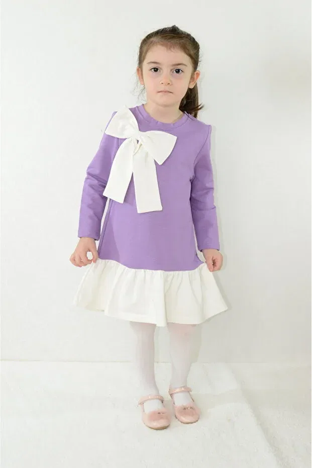 Детское платье для девочек с длинным рукавом Sevimli, Lilac — фото 3