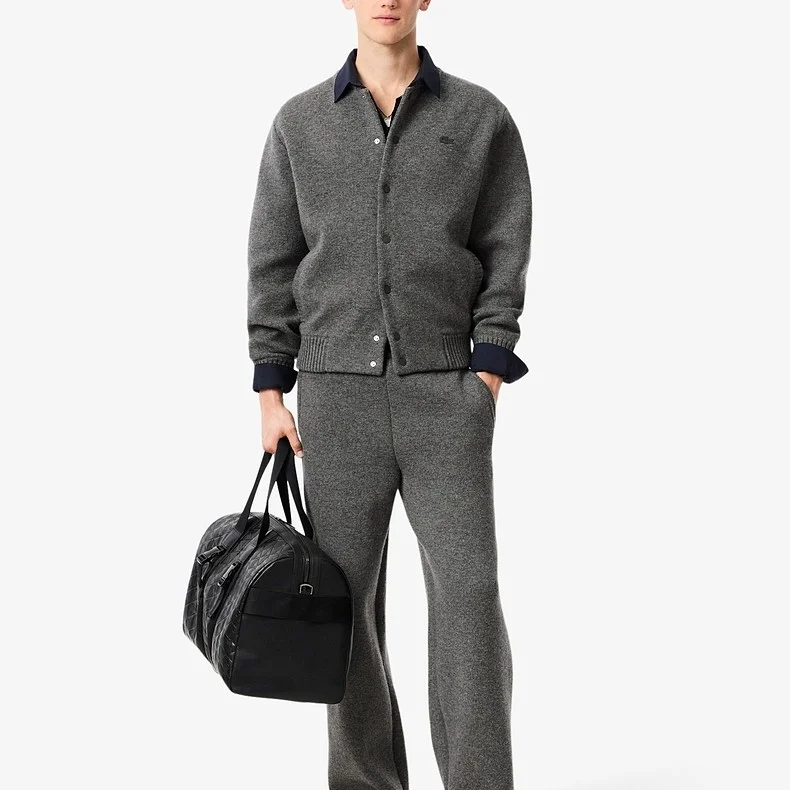 Lacoste buttoned-wool bomber jacket, 050/Dark Gray — фото 3