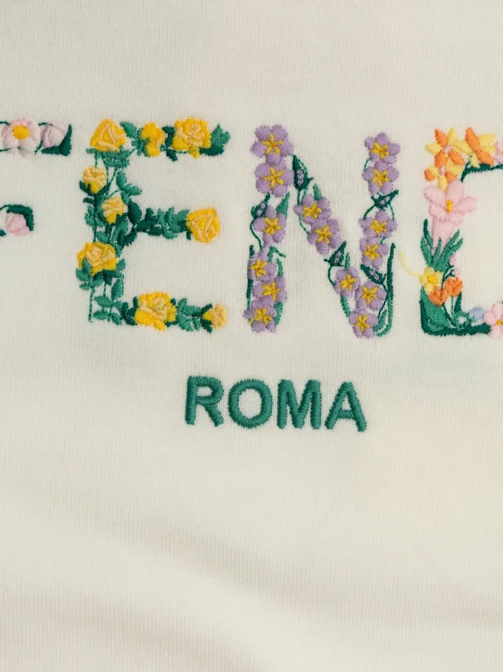 Толстовка с цветочной вышивкой и логотипом Fendi Kids, бежевый — фото 3