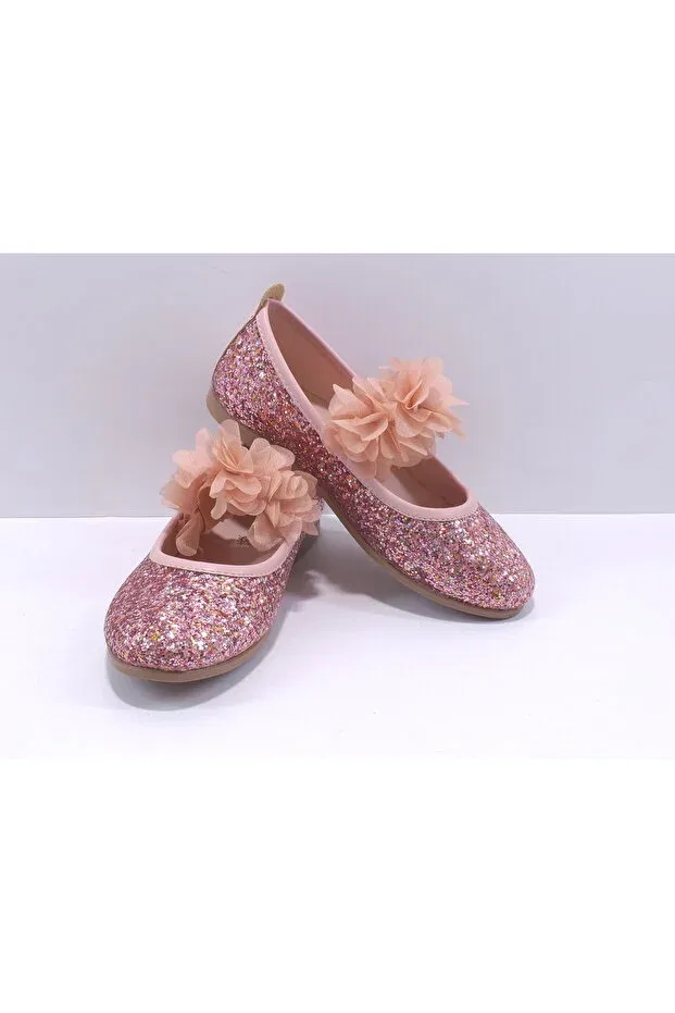 Детские балетки с текстурированным материалом Broken Glass Babet Kidimo, Pink — фото 4