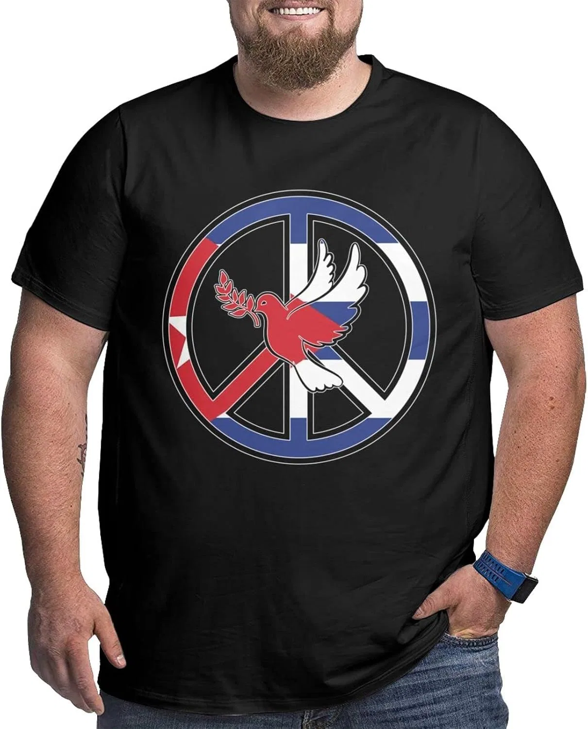 Мужская футболка с графическим принтом Cuban Flag Peace Logo, Cuban Flag Peace Logo