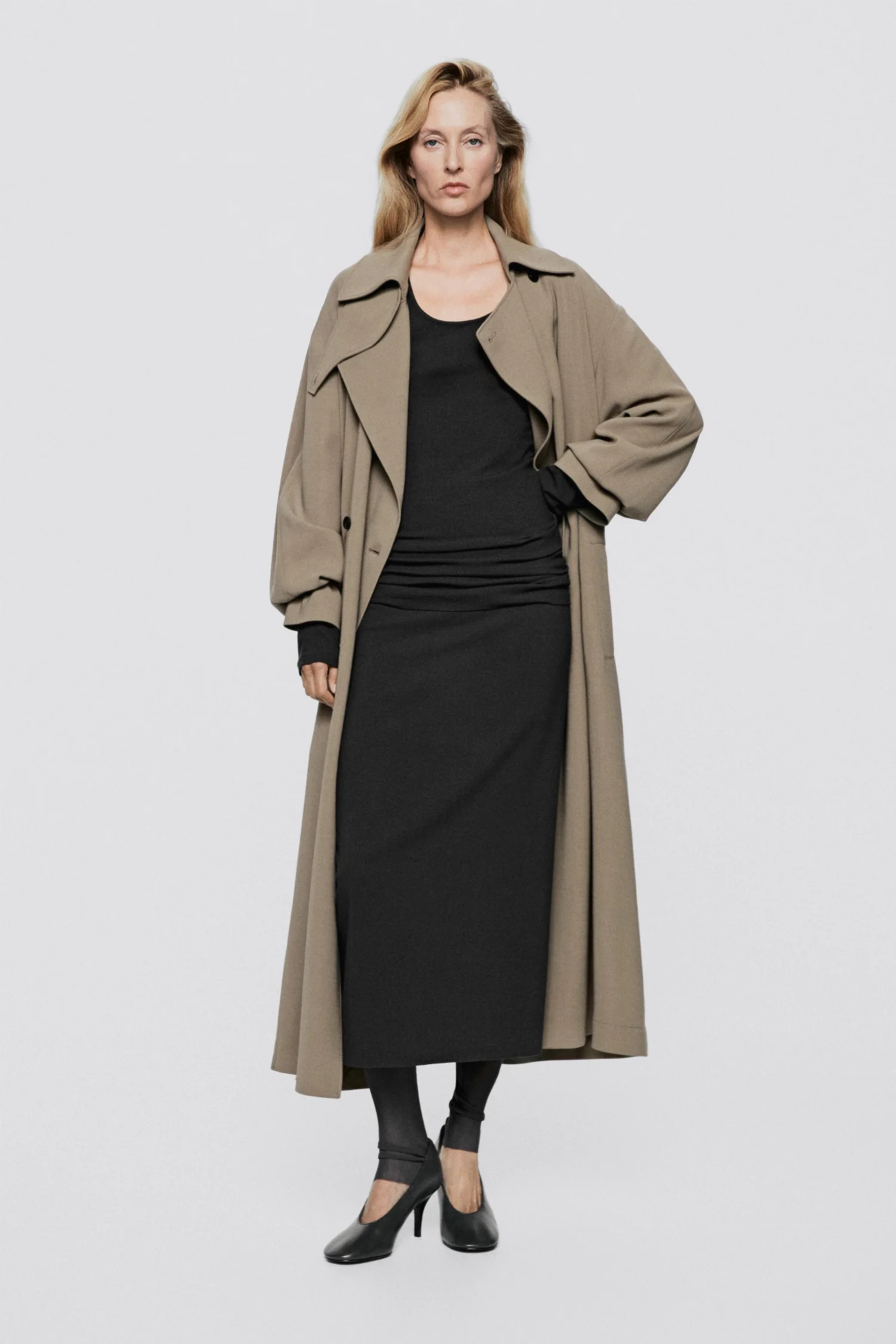 Юбка-миди Massimo Dutti Stretch  - Limited Edition, угольный — фото 3