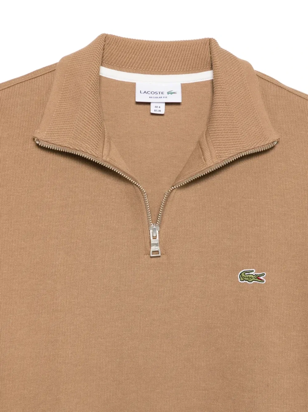 Поло с нашивкой-логотипом и застежкой-молнией Lacoste, коричневый — фото 3