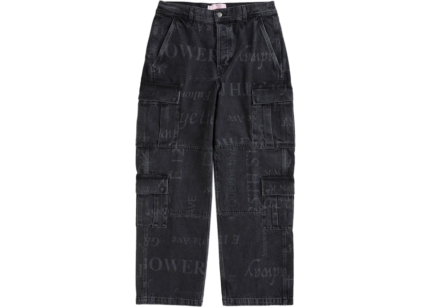Мужские джинсовые карго-брюки с принтом Martine Rose Supreme, Washed Black