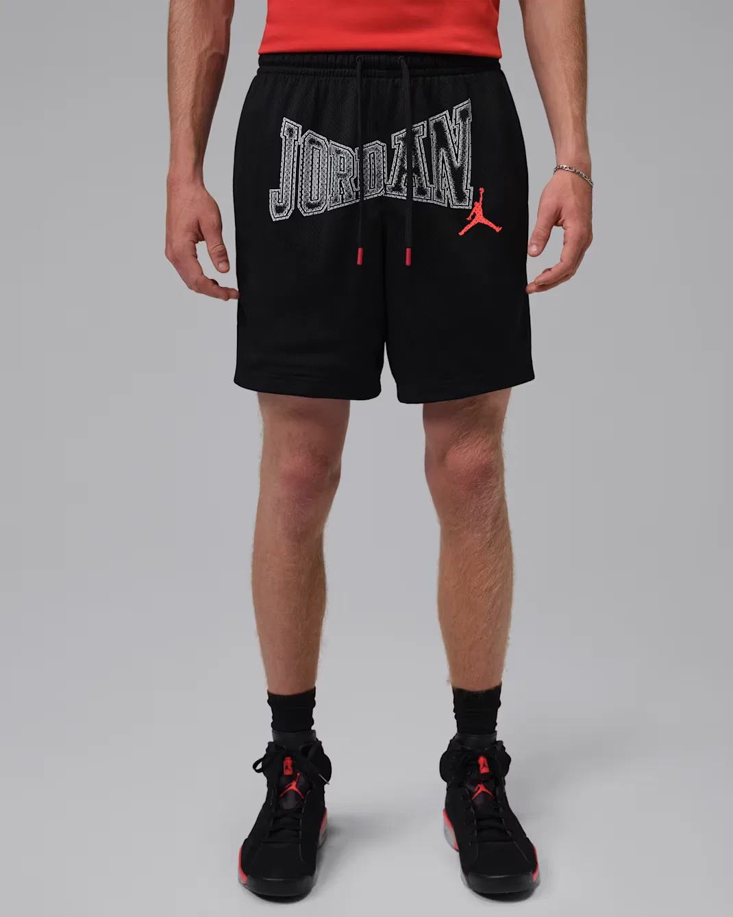 Мужские сетчатые шорты 7 дюймов Jordan Brooklyn, Black/Infrared 23