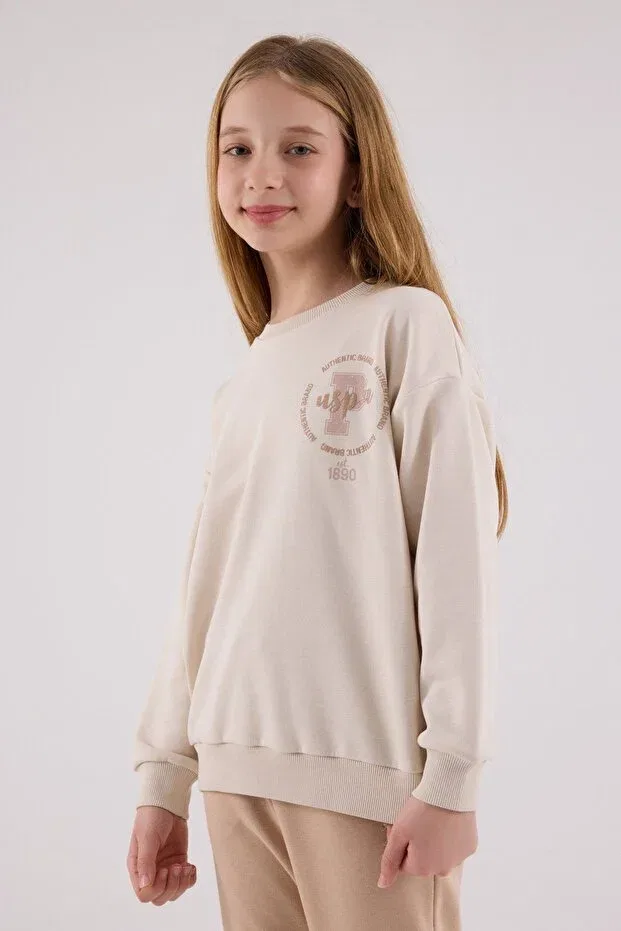 Детский комплект спортивного костюма для девочек U.S. Polo Assn., Beige — фото 3