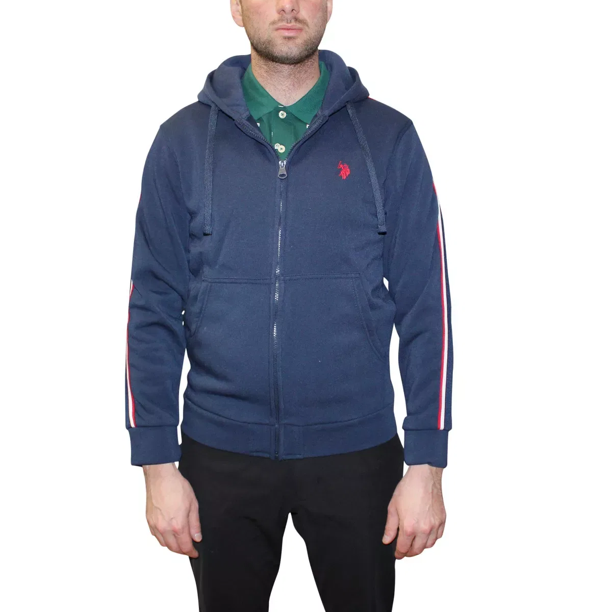 Мужская худи на молнии из флиса U.S. Polo Assn., Classic Navy