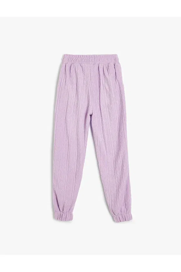 Детские спортивные штаны для девочек с карманами Fleece sweatpants jogger with pockets and elastic waistband Koton, Lilac — фото 4