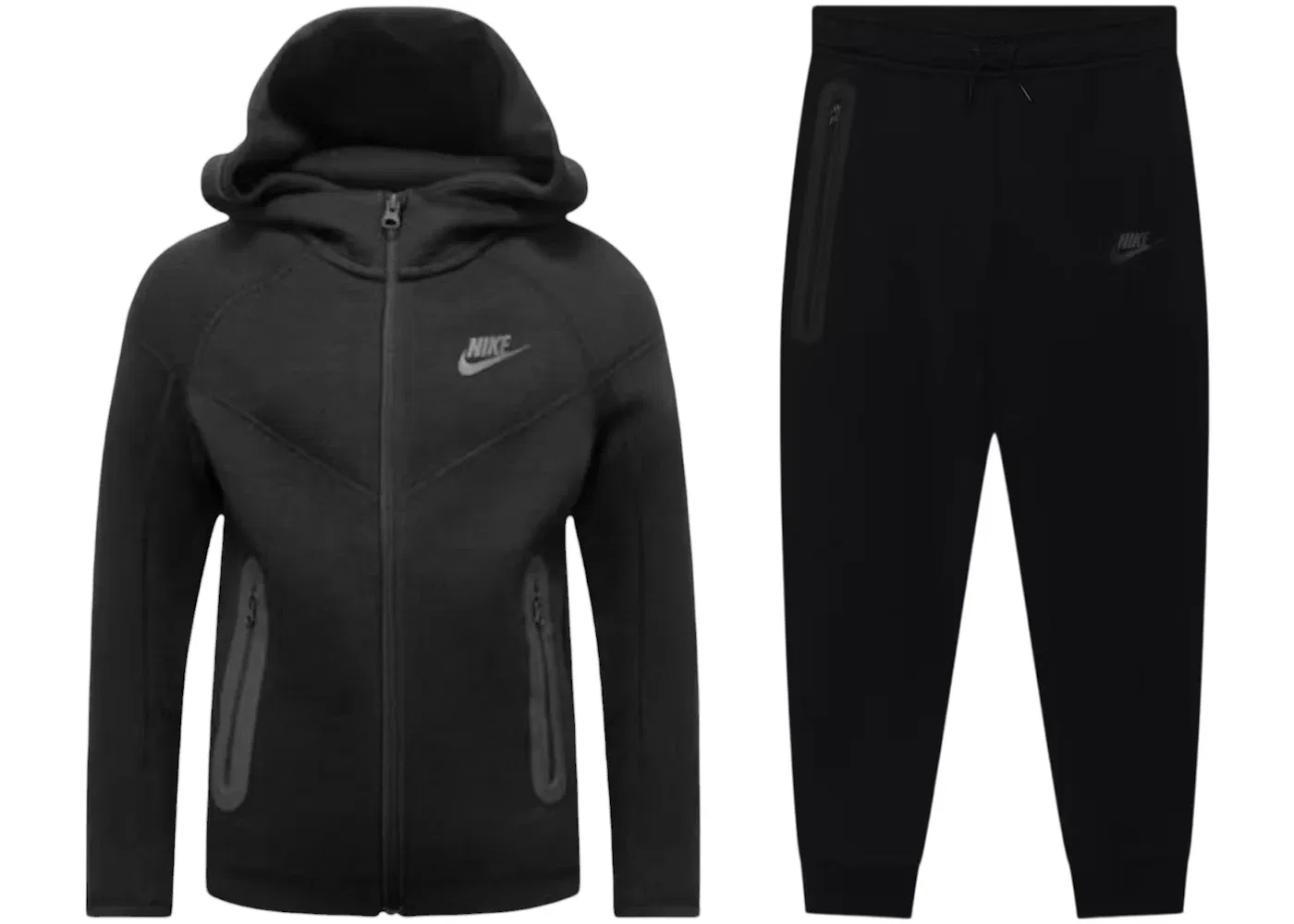 Детский комплект из худи и джоггеров с полной застежкой-молнией Tech Fleece Nike, Black