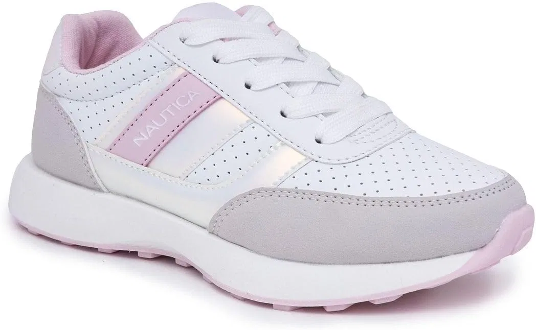 Детские кроссовки с принтом Athletic Running Sneakers Nautica, White Pink Grey