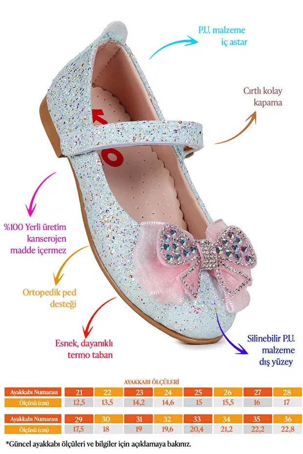 Детские балетки для девочек с принтом Hiza stoned velcro Kiko Kids, Baby Blue — фото 2