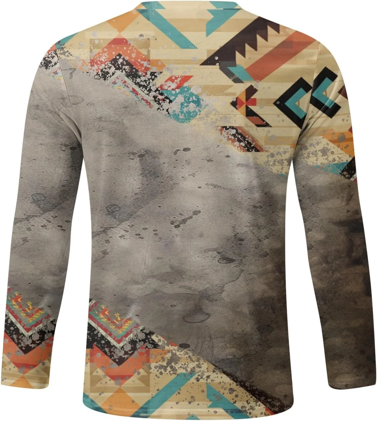 Мужская футболка с принтом Western Aztec Long Sleeve, Orange — фото 3