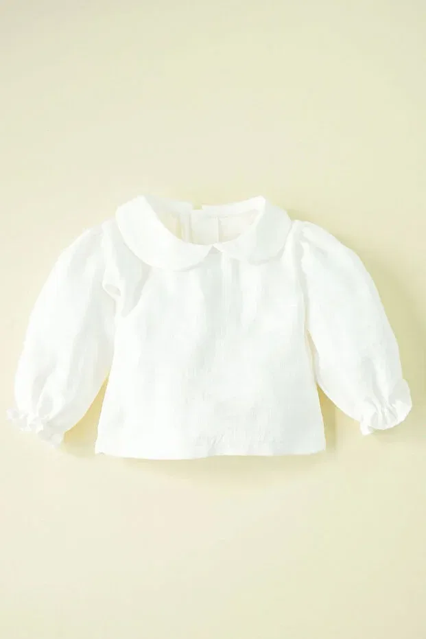 Детская рубашка для мальчиков с длинным рукавом X silk atlas baby girl long sleeve baby collar muslin shirt Gumbuloy, Ecru