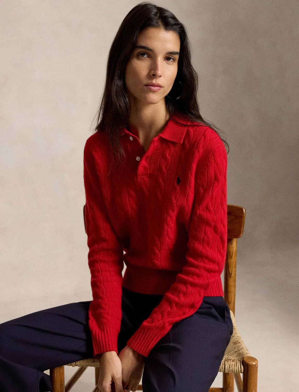 Свитер с V-образным вырезом Polo Ralph Lauren, красный — фото 4