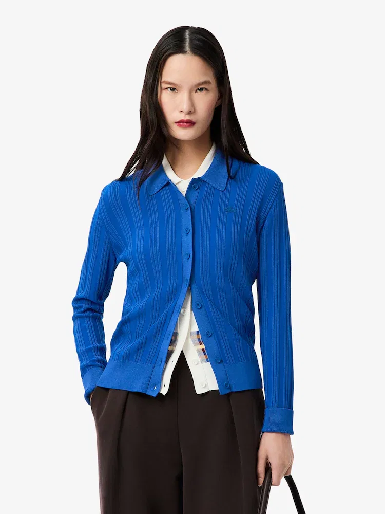 Кардиган женский LACOSTE C4X, плиссированный, бежевый