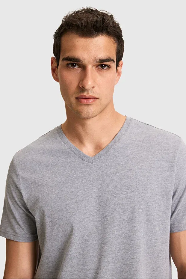 Мужская футболка с V-образным вырезом U.S. Polo Assn., Gri Melanj — фото 2