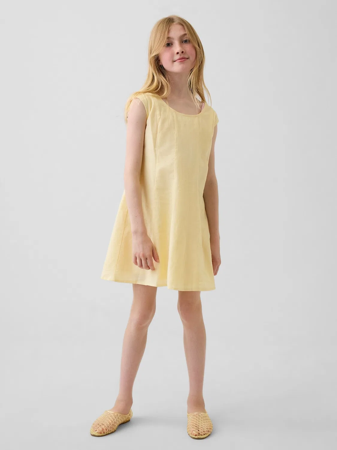 Платье из льна и хлопка Gap, Желтый