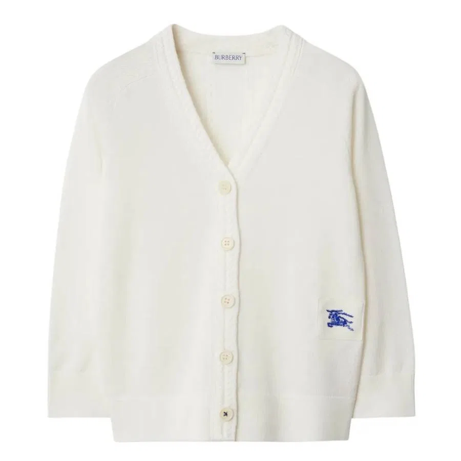 Кардиган с V-образным вырезом Kids Graham EKD Burberry, Ivory