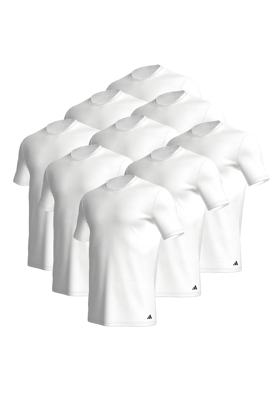 Мужская хлопковая футболка с круглым вырезом adidas, 9er Pack, Weiß