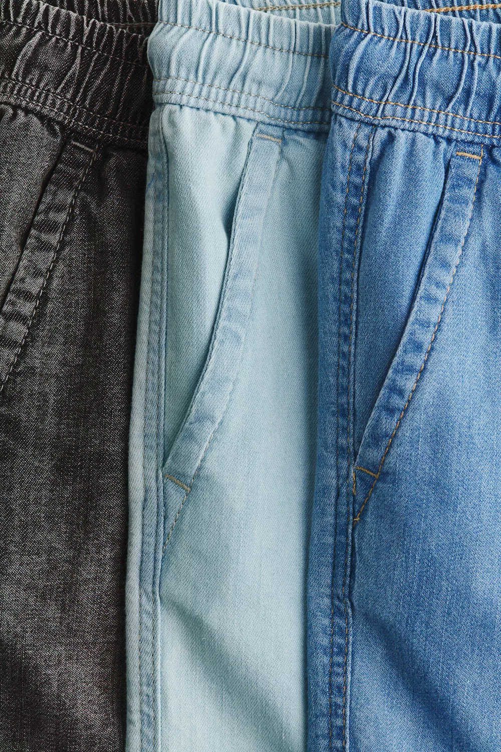 Комплект из 3 джинсовых шорт H&M, Helles Denimblau/Schwarz — фото 2