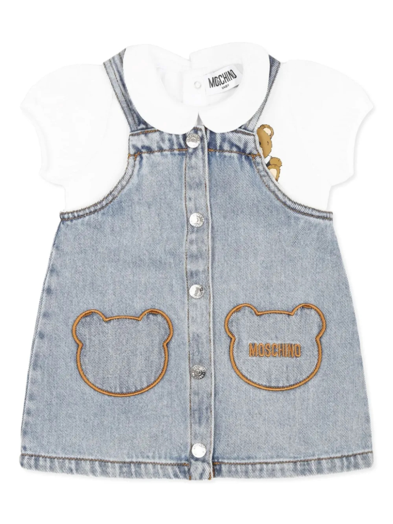 

Платье из денима Moschino Kids, синий