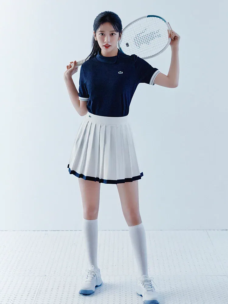 Юбка мини LACOSTE White с контрастной отделкой