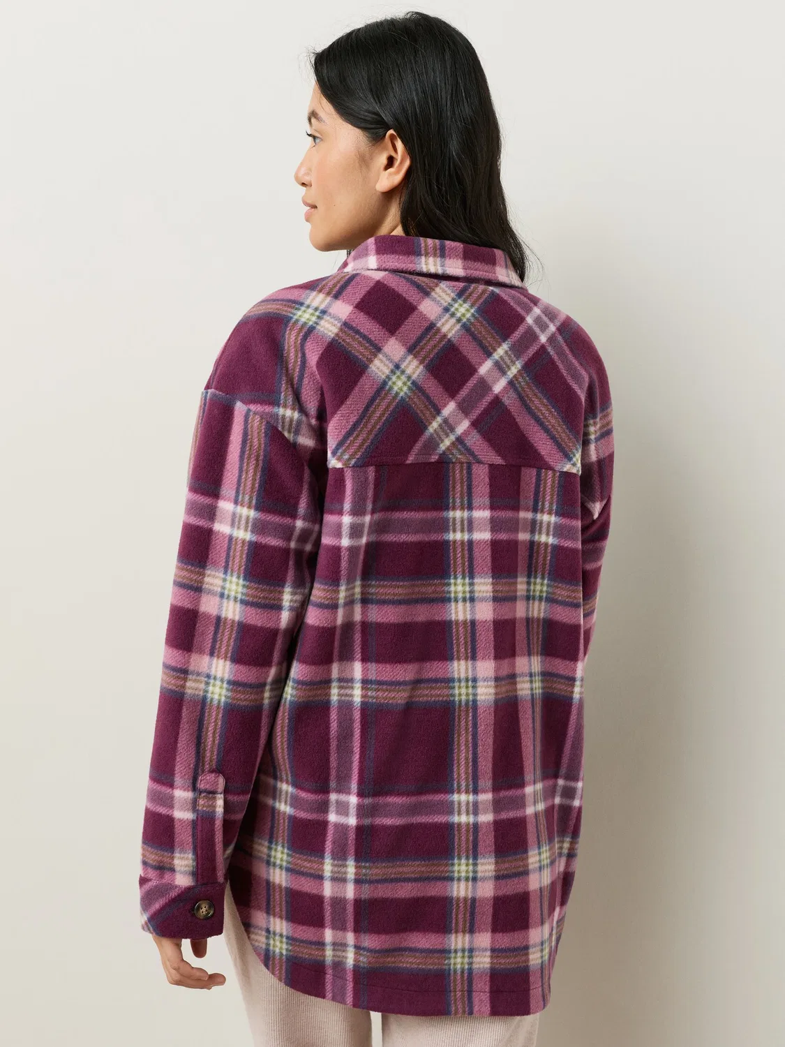 Рубашка-куртка из полярного флиса, клетка, Burgundy Red Check Next — фото 3