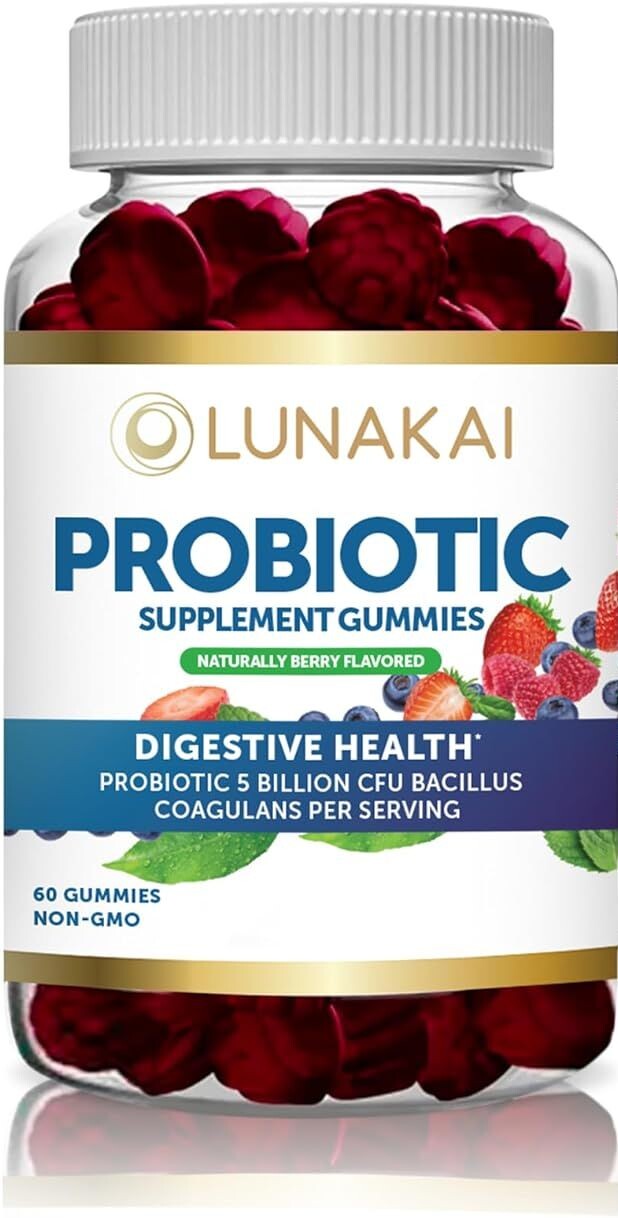 

Пробиотик Lunakai 5 Billion CFU For Digestive Health For Adults And Kids Non-GMO Vegan, 12 банок х 60 пастилок