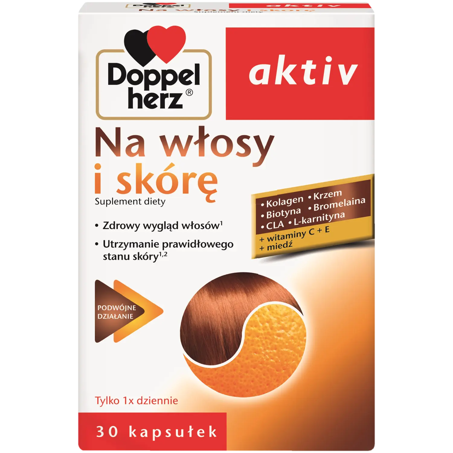 

Doppelherz Aktiv Na włosy i skórę биологически активная добавка, 30 капсул/1 упаковка