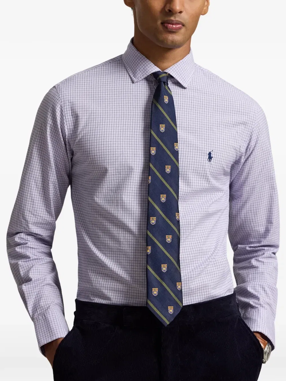 Приталенная рубашка из клетчатого поплина POLO RALPH LAUREN, белый — фото 3