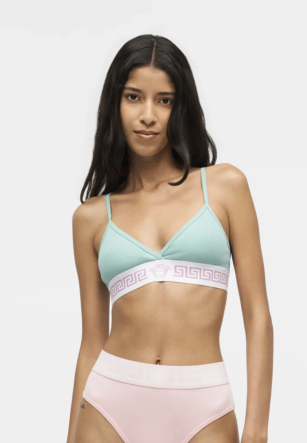 Треугольный бюстгальтер Versace, Sea Green/White/Lilac