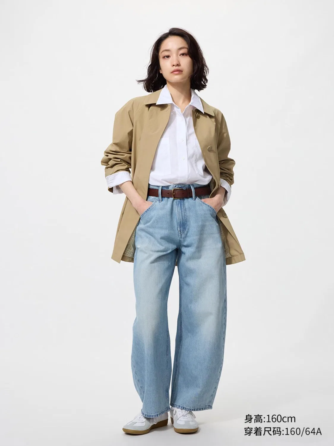 Джинсы свободного кроя укороченные Uniqlo, голубой