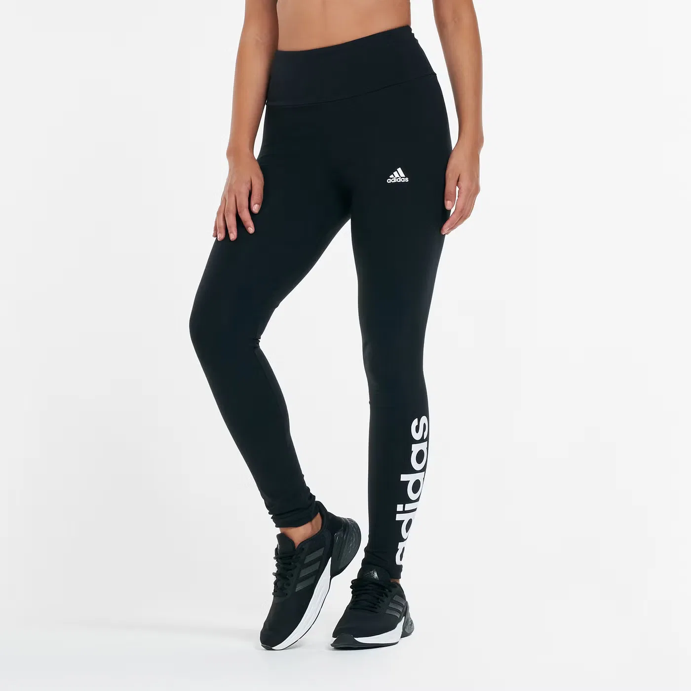 Леггинсы с высокой посадкой Essentials Logo Adidas, черный