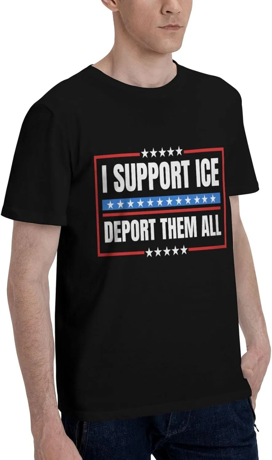 Мужская футболка с принтом I Support Ice Shirt Deport Them All Illegals, Black — фото 3