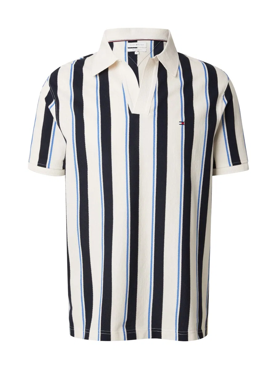 Рубашка TOMMY HILFIGER 'Relaxed Fit Stripe Crepe' белого цвета