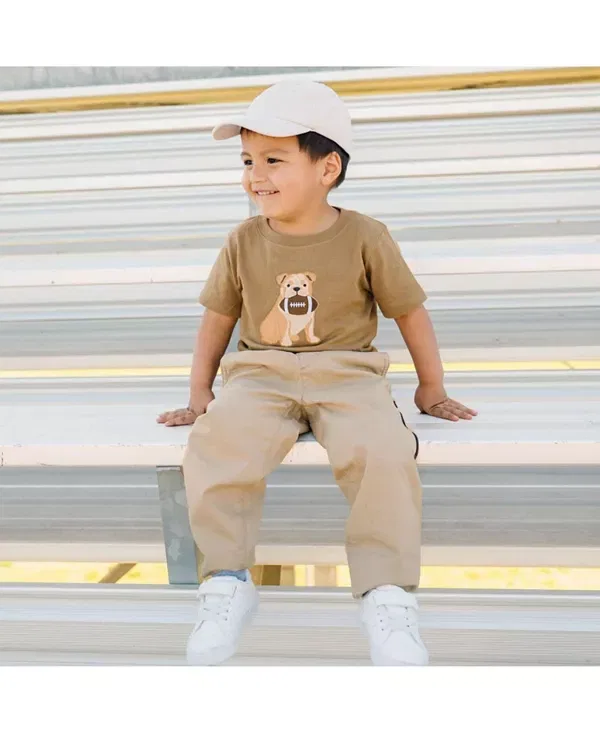 Детская футболка для мальчиков с патчем Bulldog Football Short Sleeve T-Shirt Sweet Wink, Mocha — фото 2