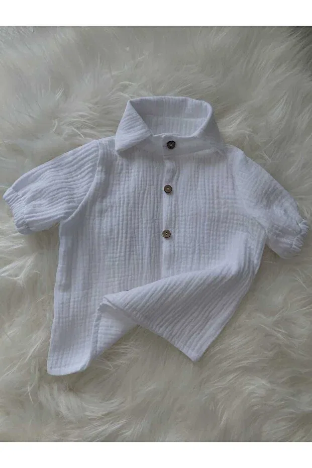 Детская рубашка для мальчиков хлопковая Ykr Design, White