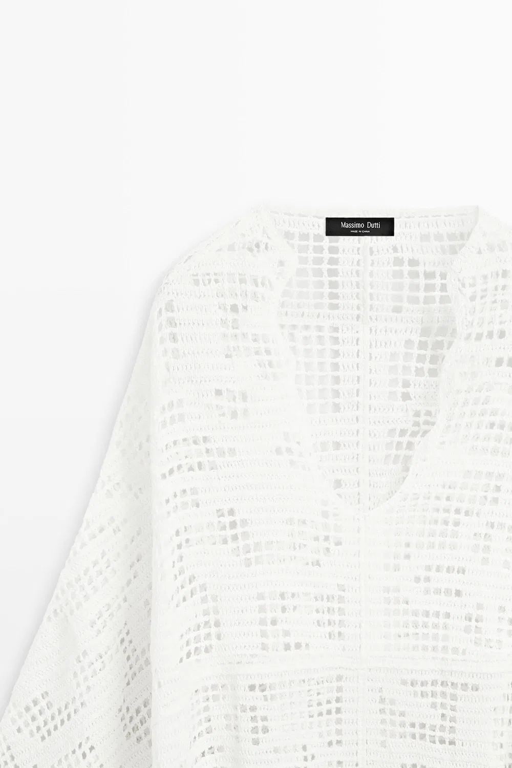 Накидка-пончо Massimo Dutti Crochet Knit, белый — фото 4