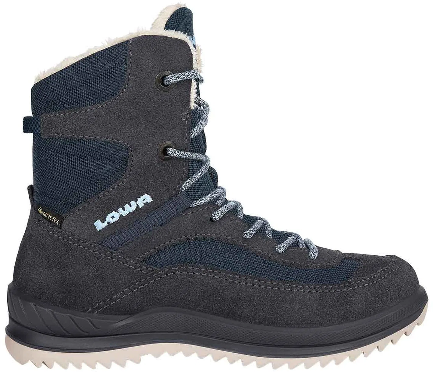 Детские зимние ботинки для девочек с мембраной Ella Gtx Hi Jr LOWA, Blu Navy Ghiaccio