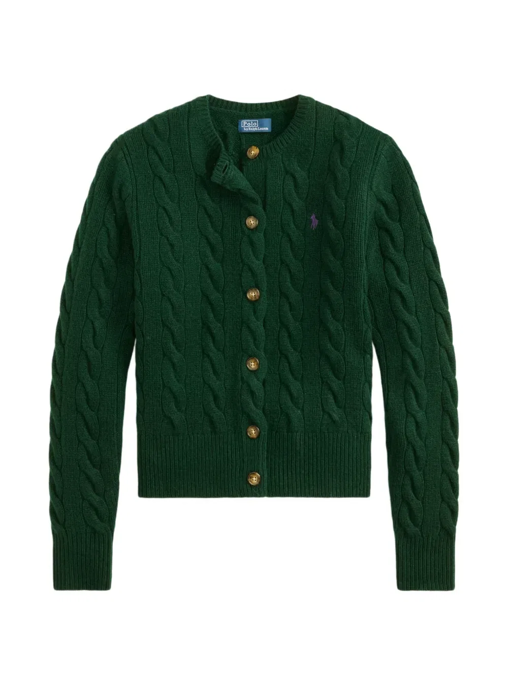Кардиган фактурной вязки с вышивкой Pony Polo Ralph Lauren, зеленый